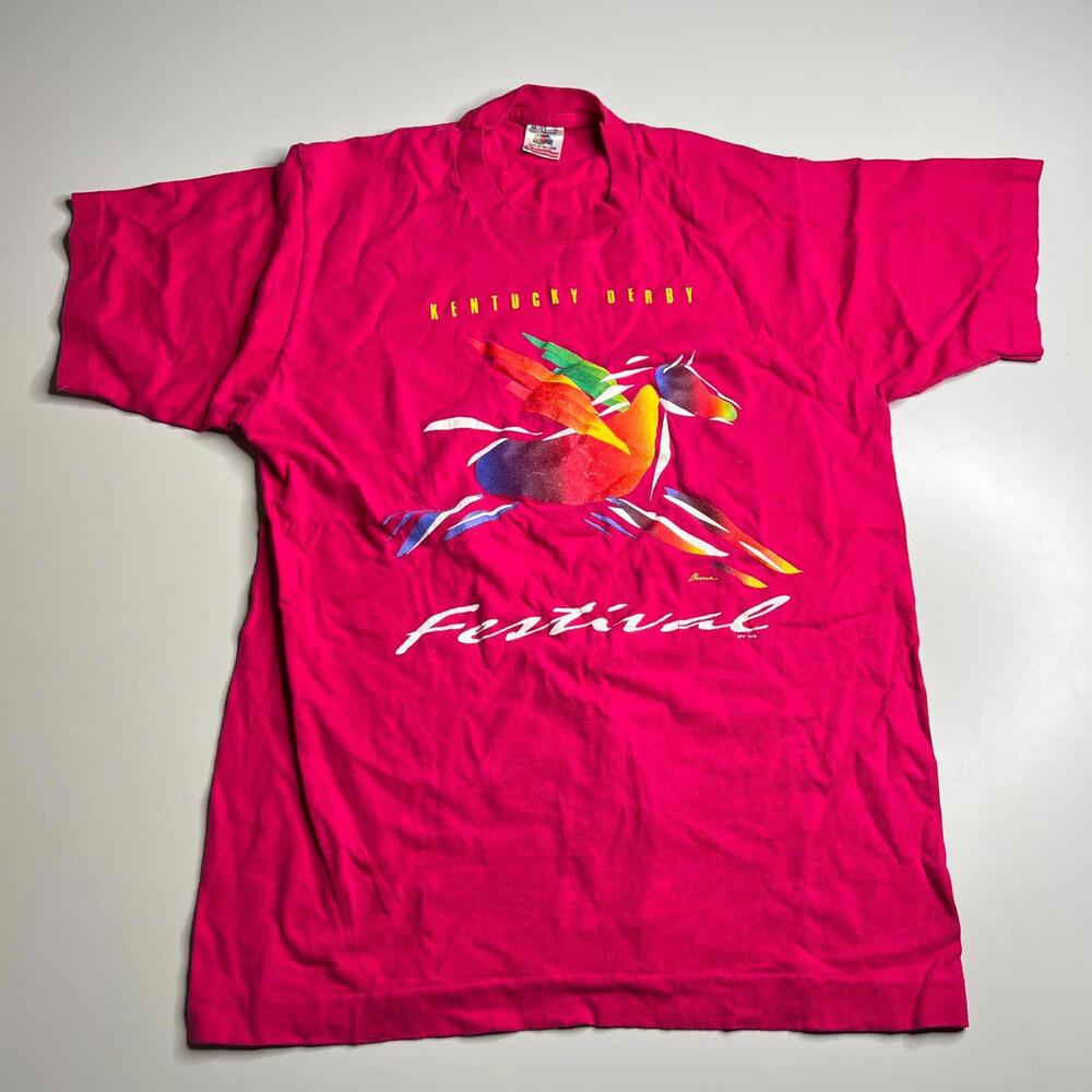 90s Vintage 1996 Kentucky Derby Festival Horse T-Shirt Fruit of the Loom USA M